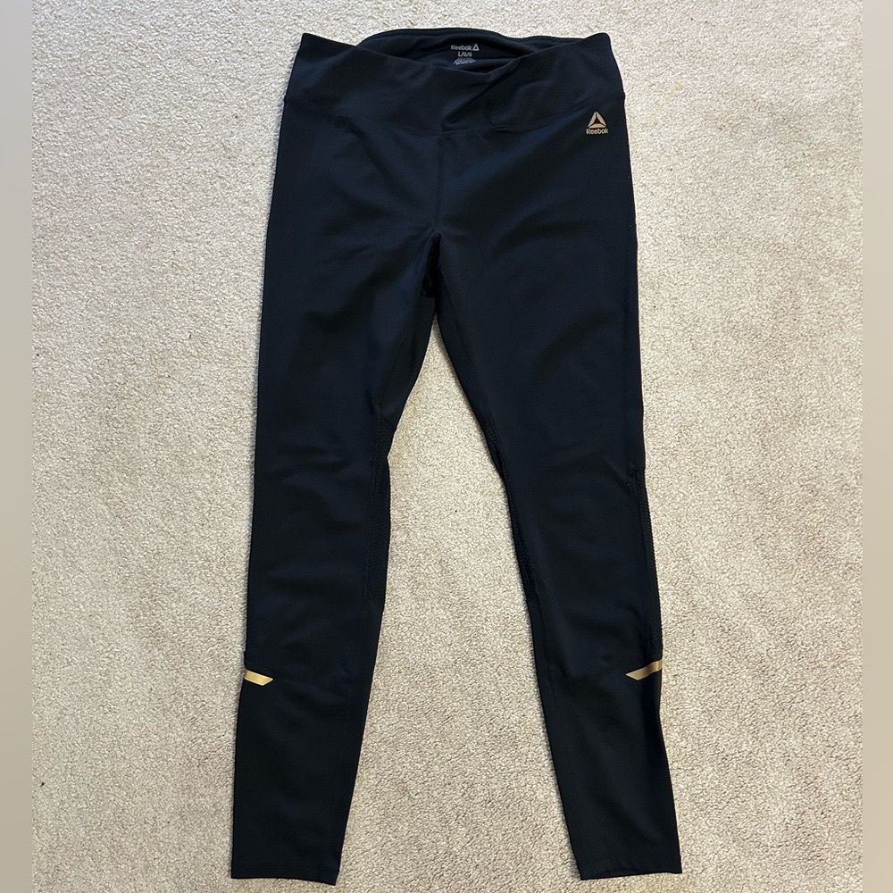 Reebok leggings, Size Large, black and gold